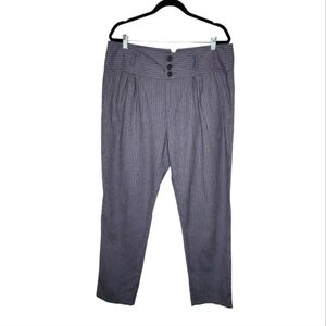 Sundance Amelia Linen Blend Striped High Rise Pleated Trousers Size 14